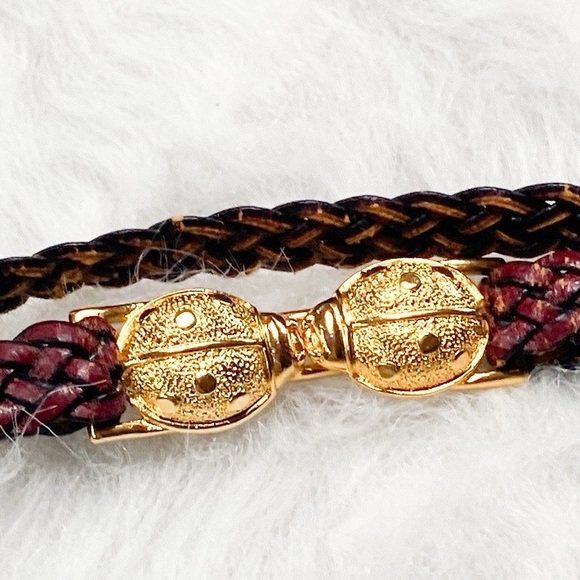 Elegant Gold and Brown gold ladybug hardware Braided Women's Bracelet - Picture 1 of 4